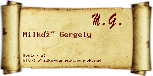 Milkó Gergely névjegykártya